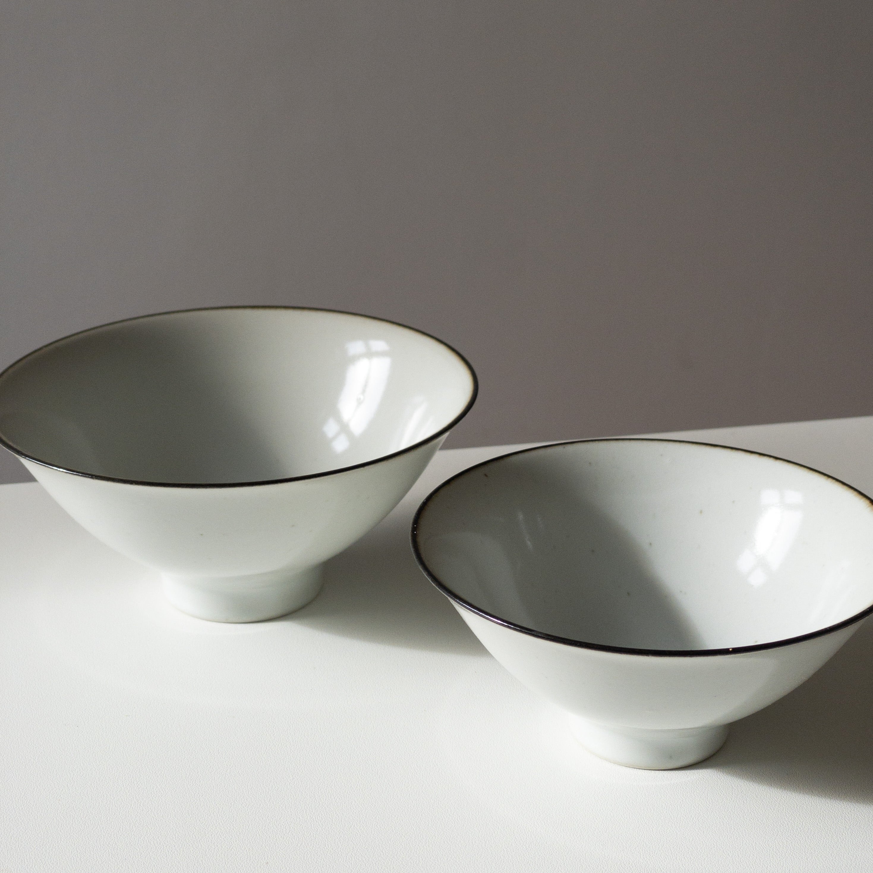 Japanese Rice Bowl - White with brown border