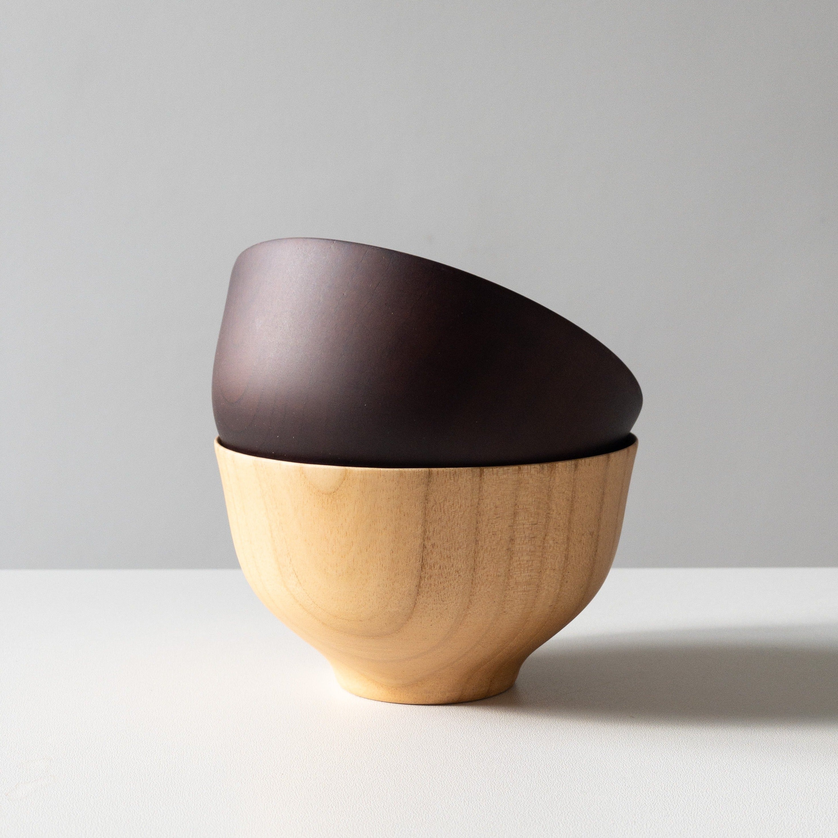 Japanese Jujube Wood Soup Bowl - Dark Brown