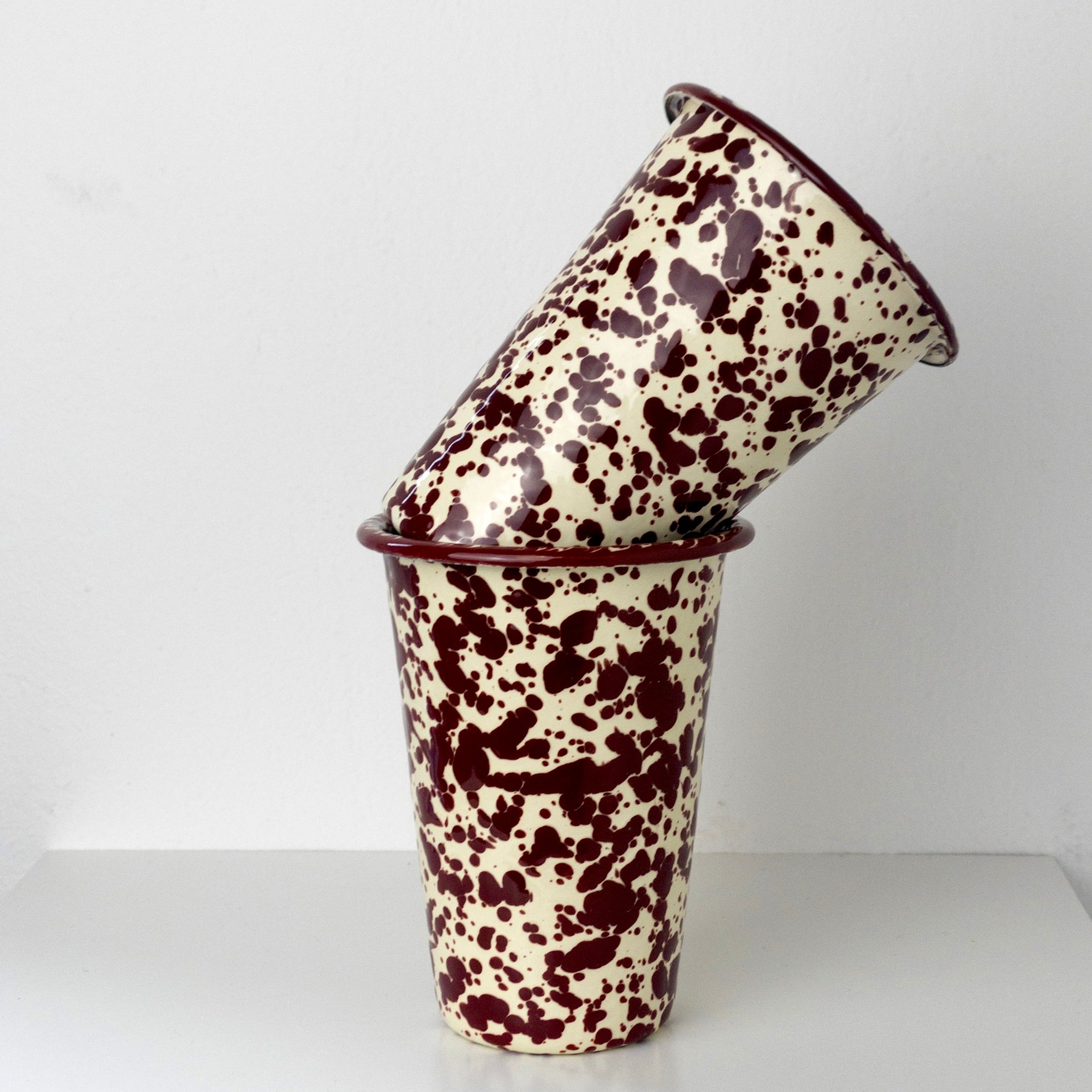 Enamel Tumbler - Marble Burgundy/Cream