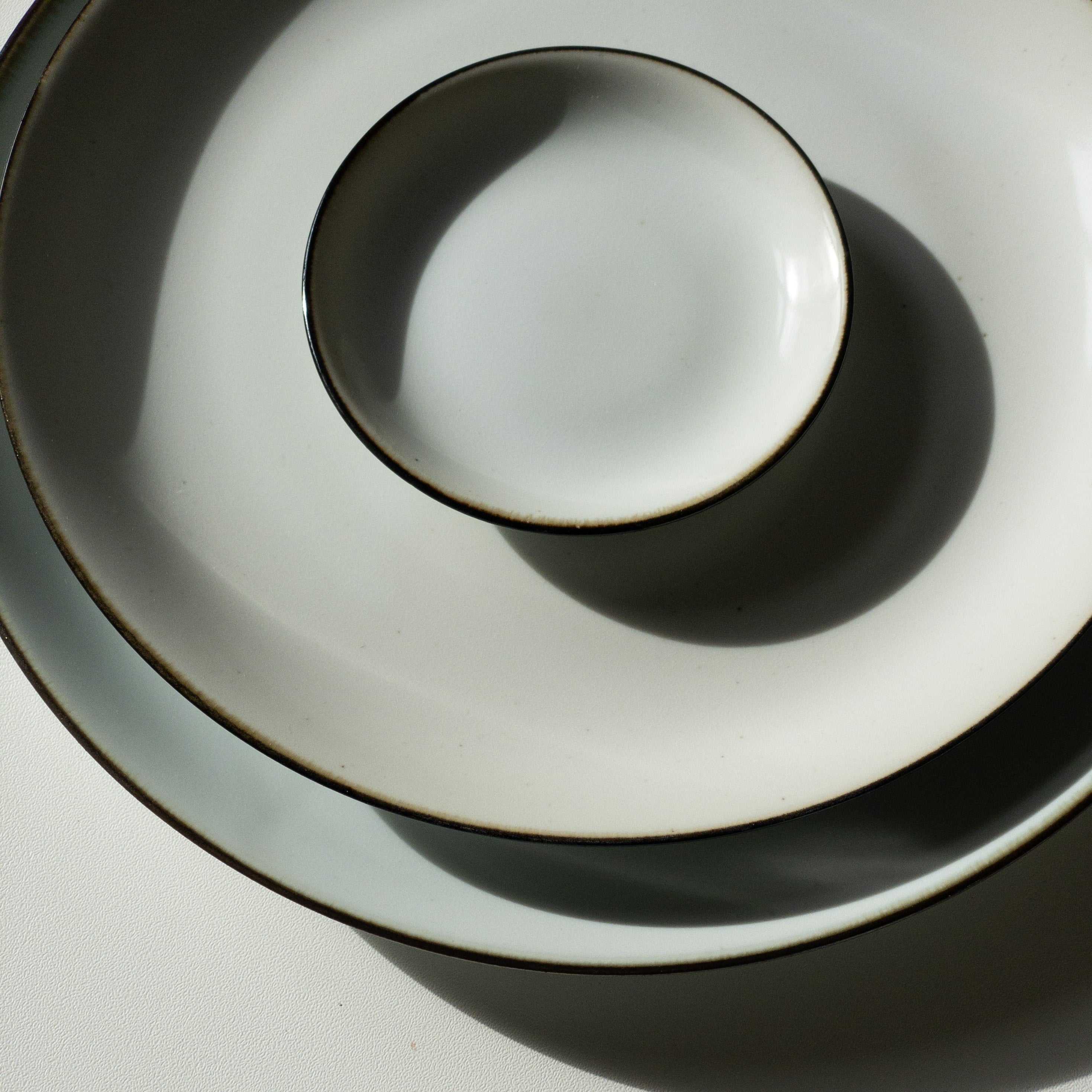 Japanese Plate - White with brown border