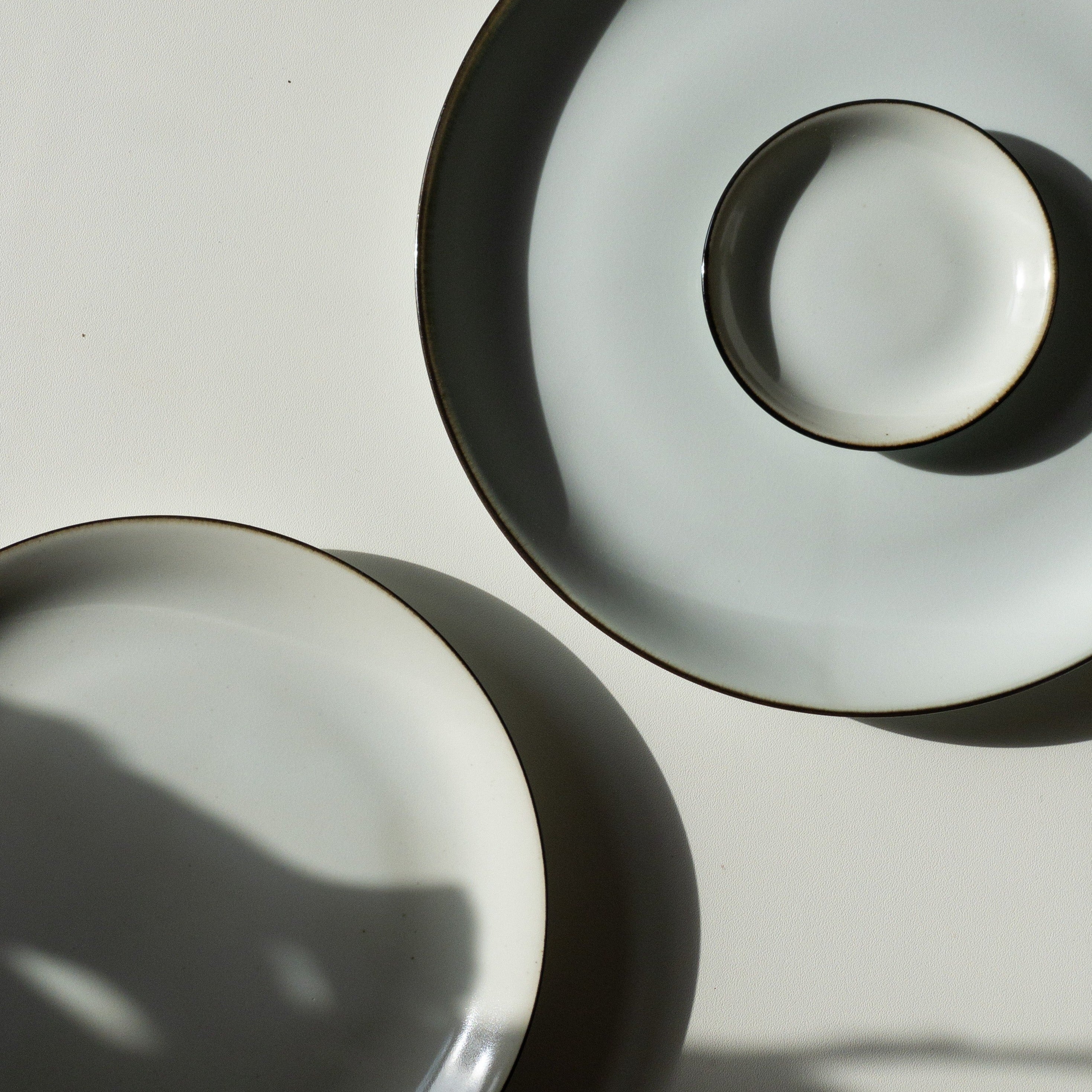Japanese Plate - White with brown border