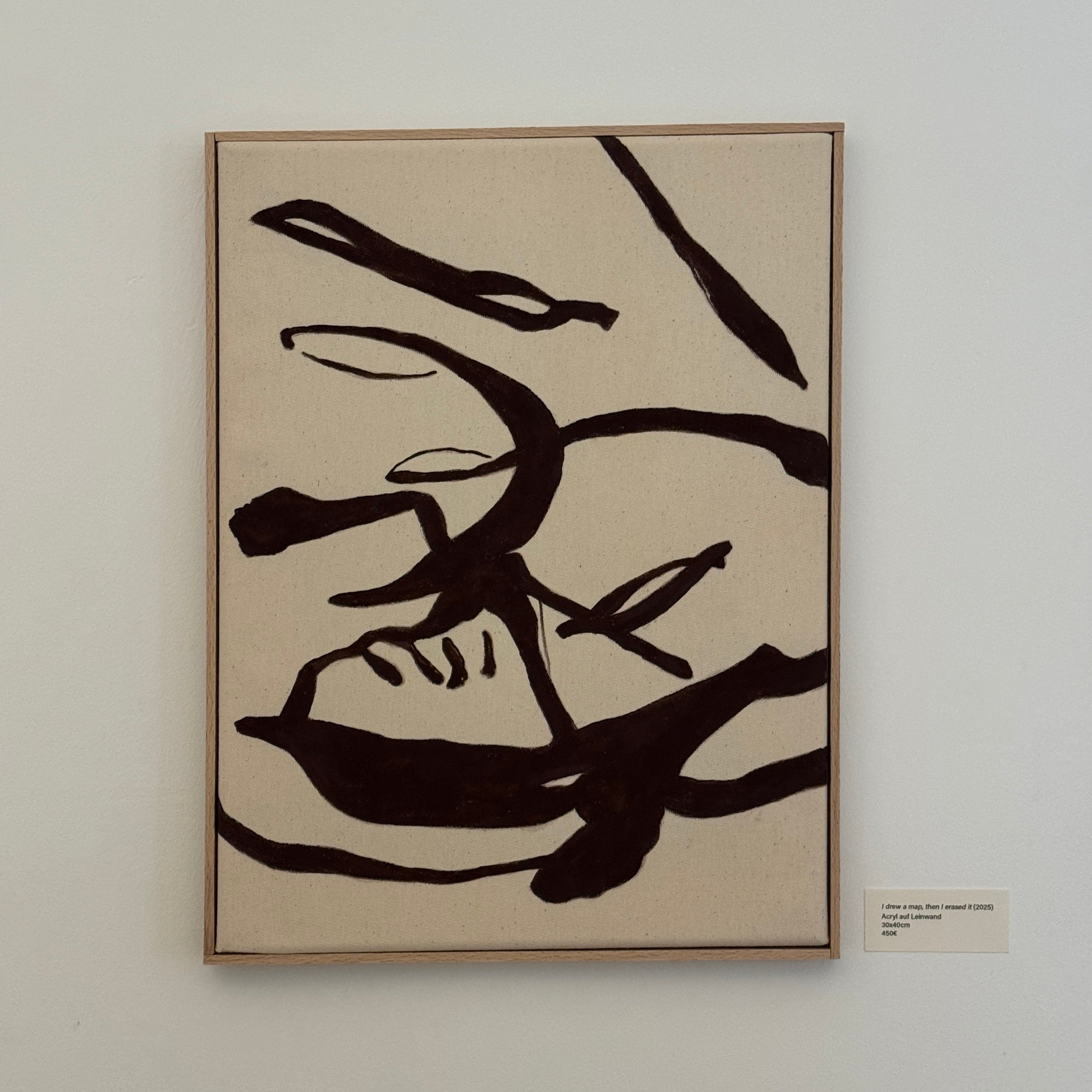 „I drew a map, then I erased it“ (2025) - Acryl auf Baumwolle