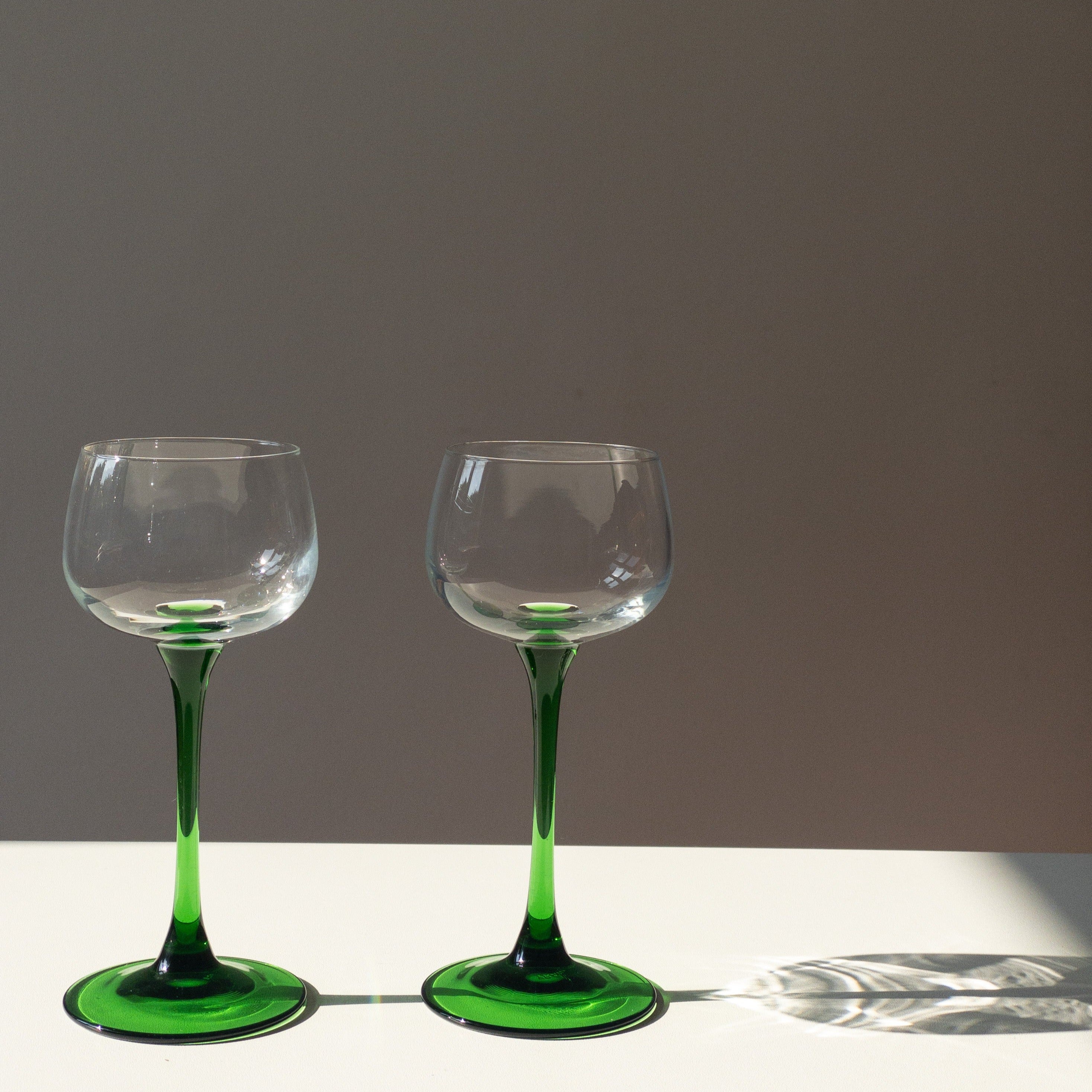 2x Vintage Luminarc Wine Glasses - Conical Stem