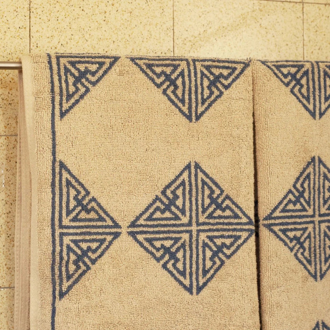 Agnes Hand Towel - Blue/Oat