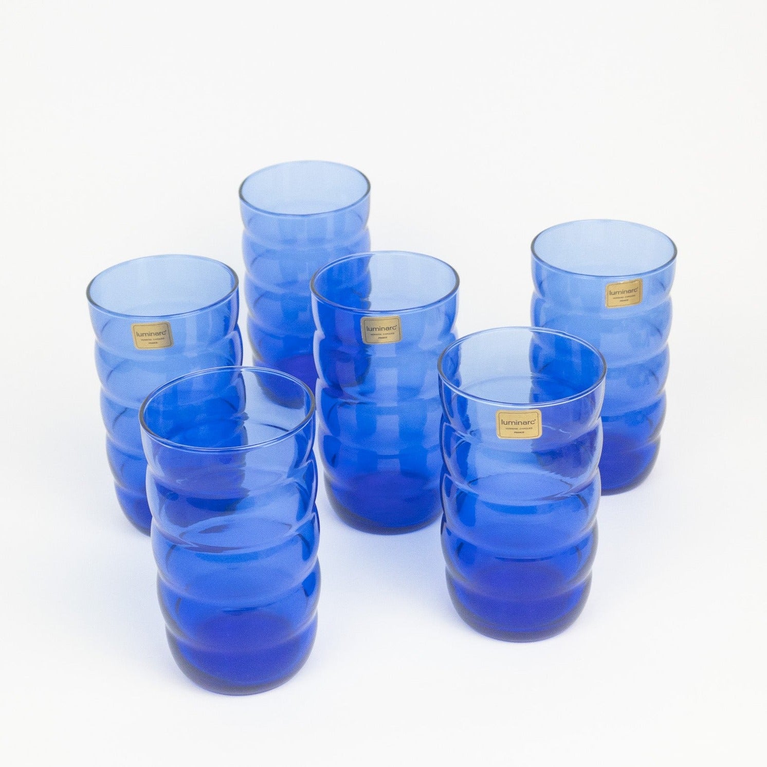 2x Vintage Luminarc Tumblers - Blue - Large