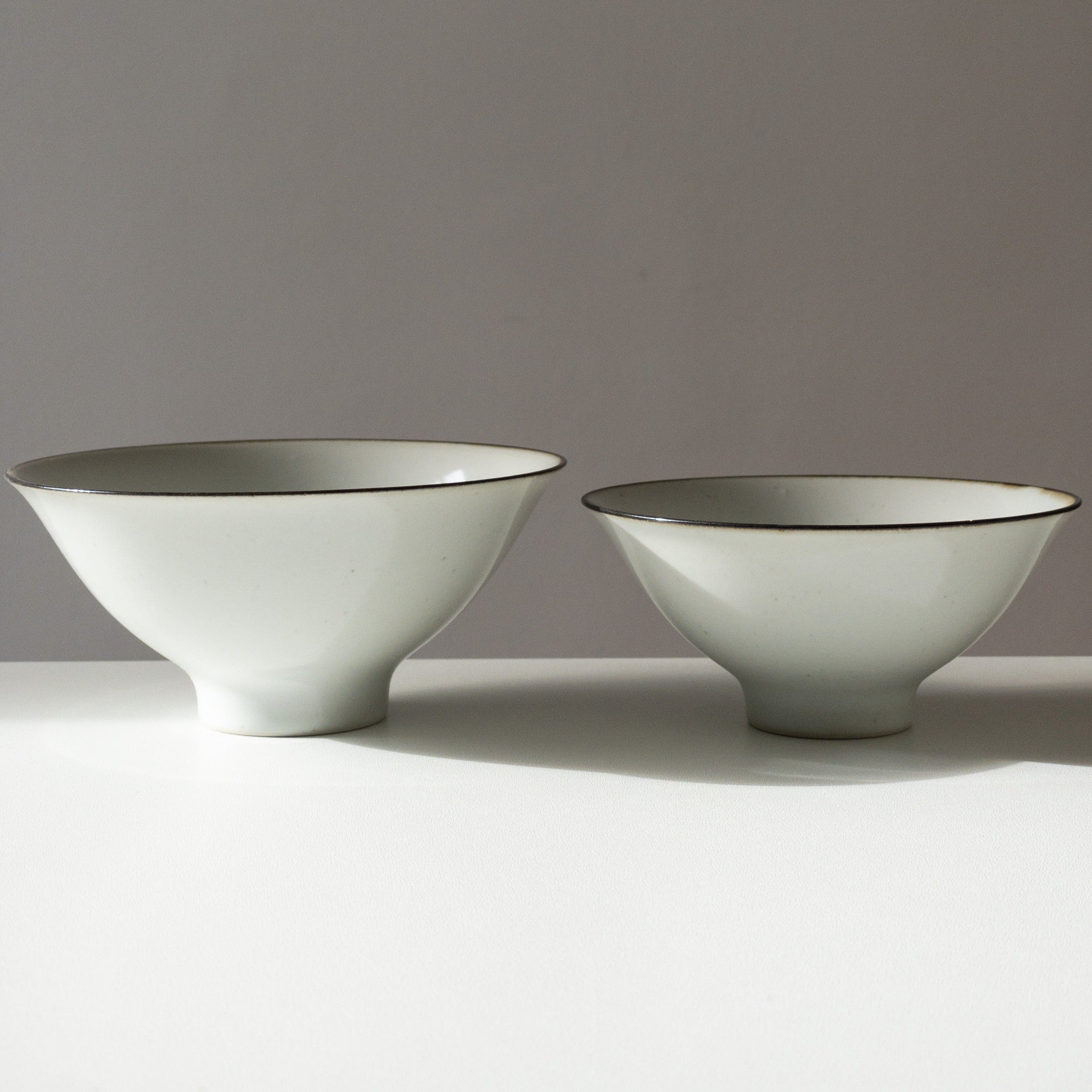 Japanese Rice Bowl - White with brown border