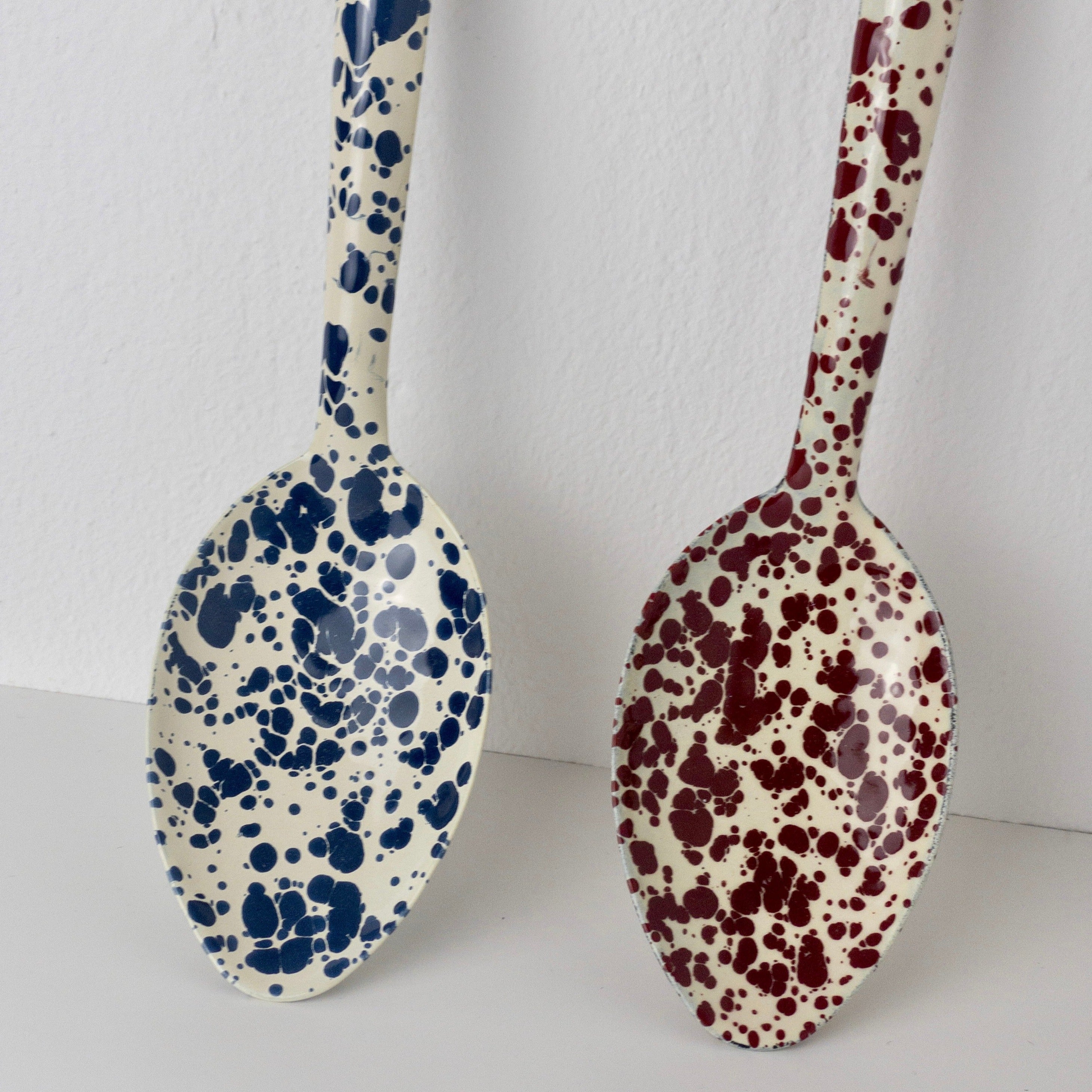 Large Enamel Spoon - Marble Black/White
