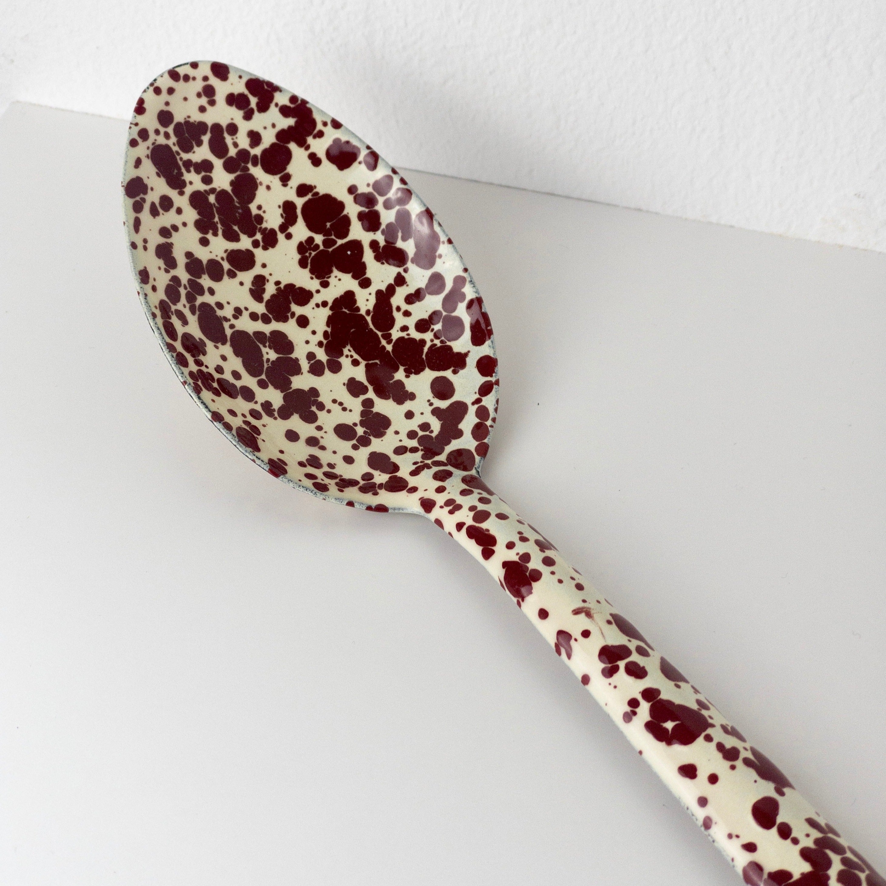 Large Enamel Spoon - Marble Black/White