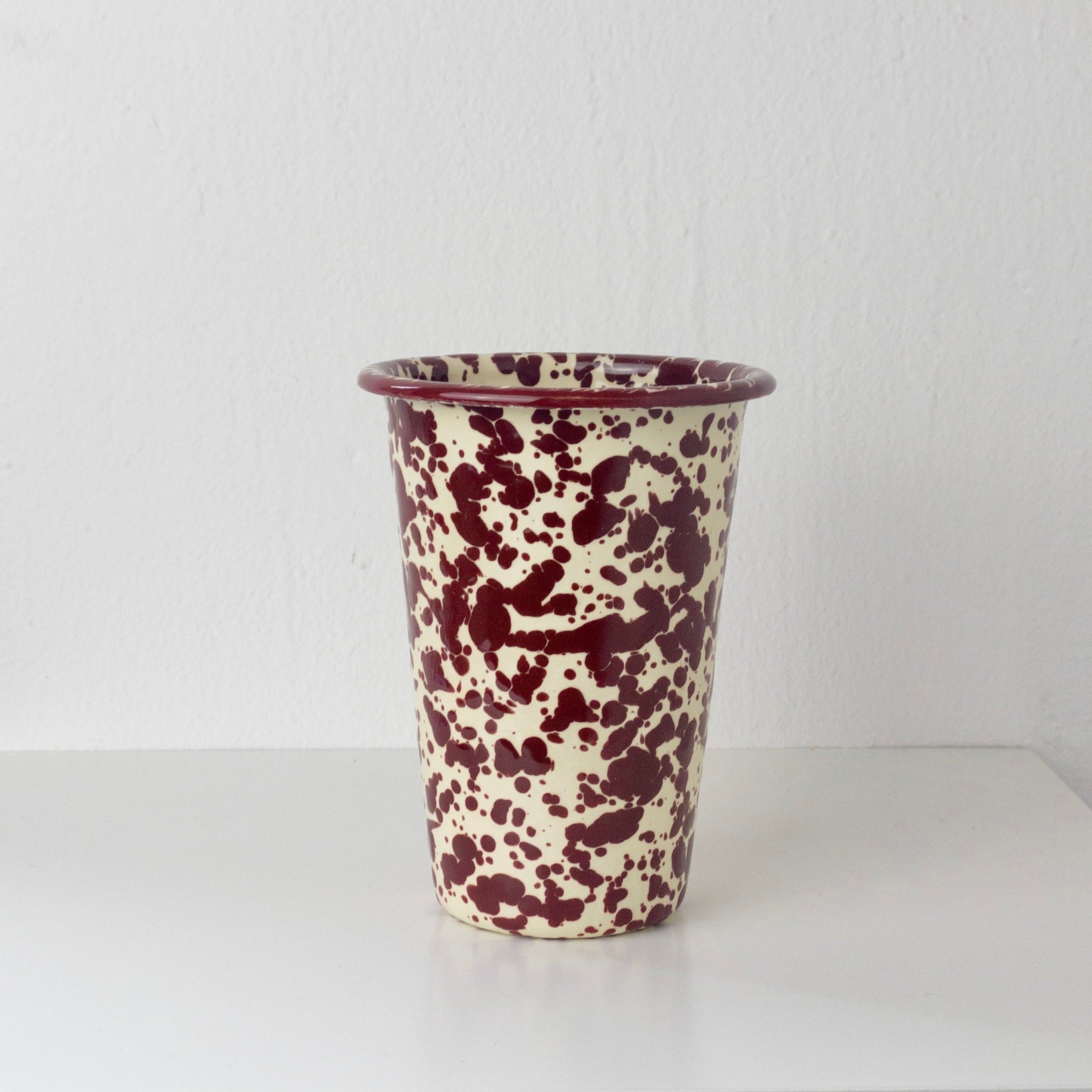 Enamel Tumbler - Marble Burgundy/Cream