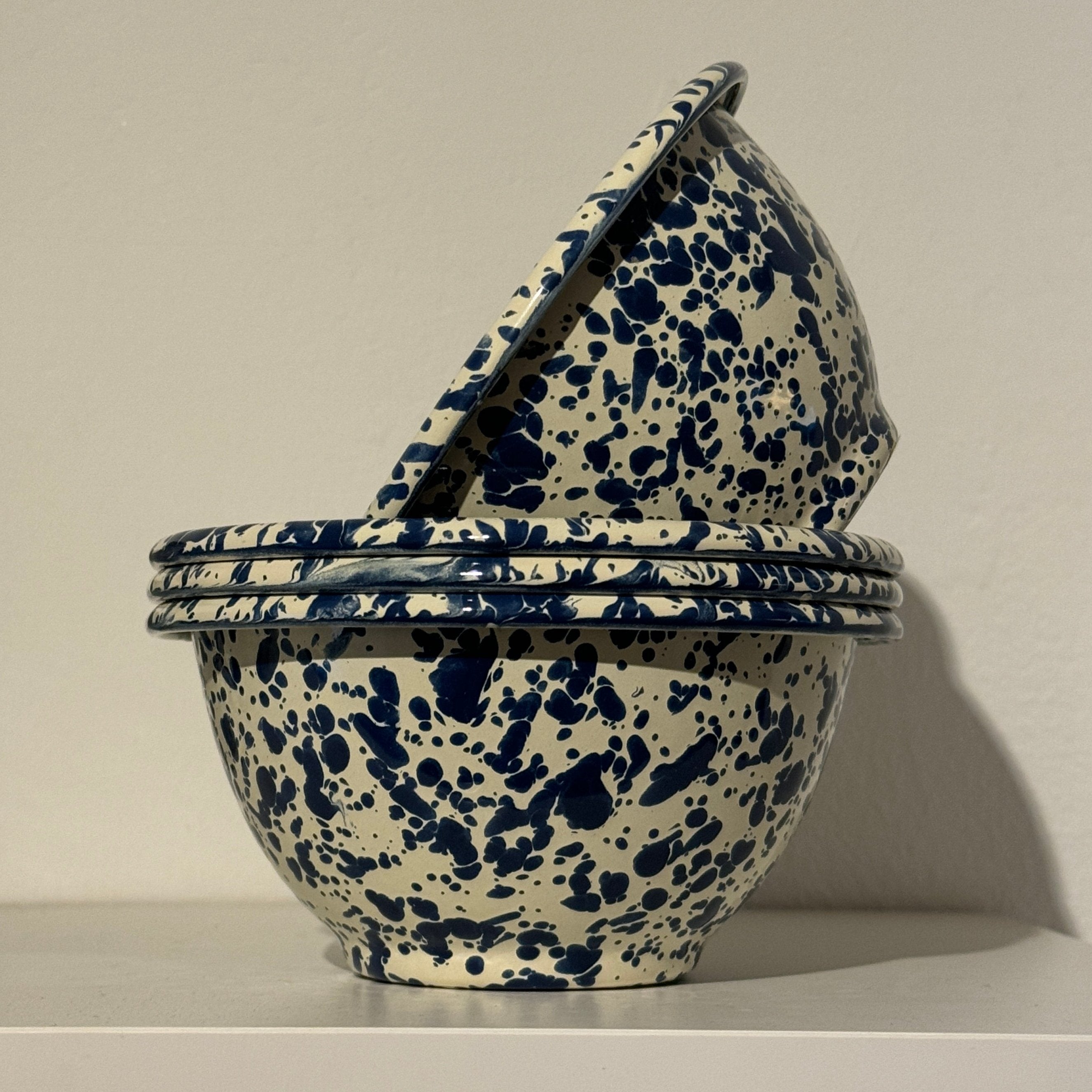 Enamel Serving Bowl - Marble Black/White