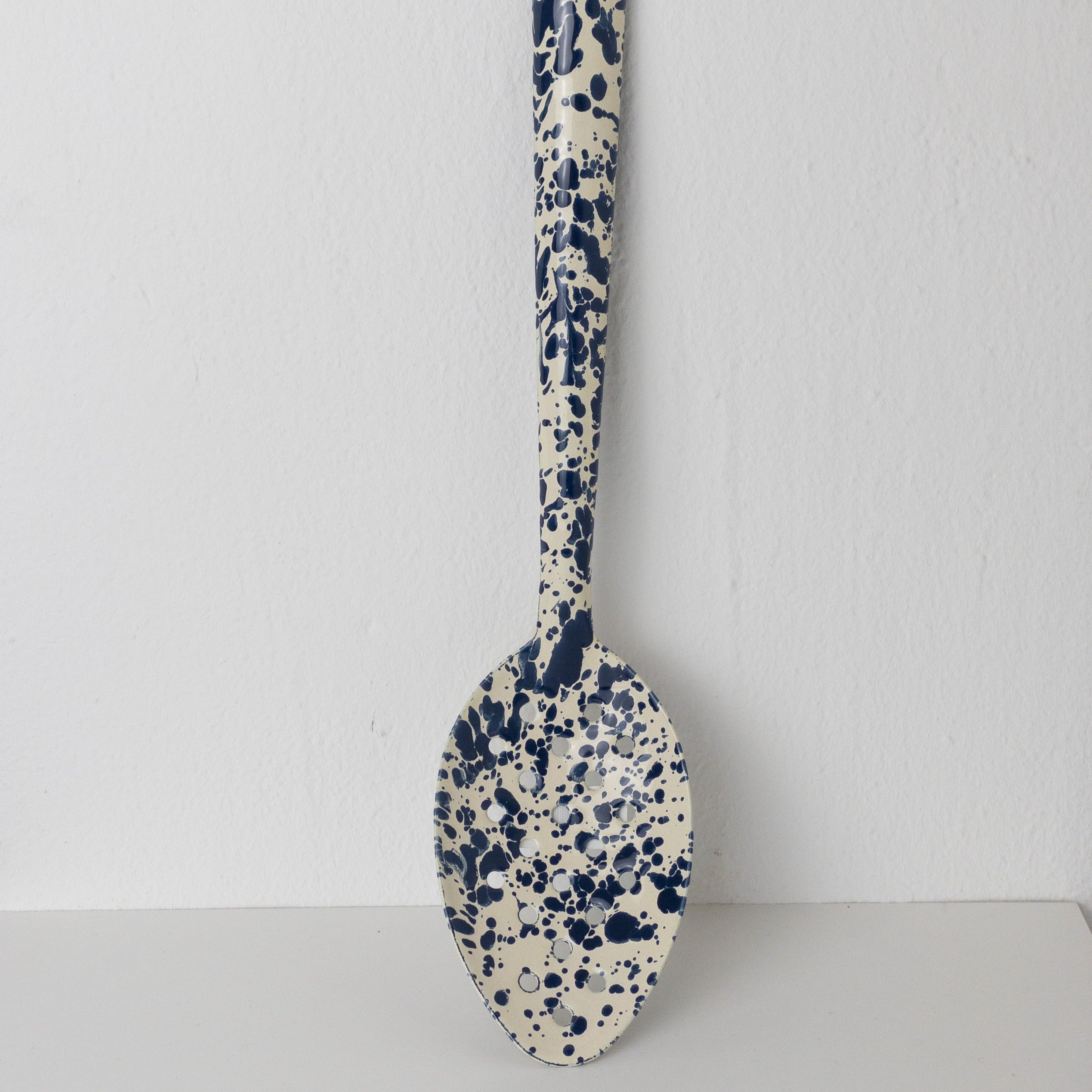 Large Enamel Serving Spoon - Marble Navy/Cream