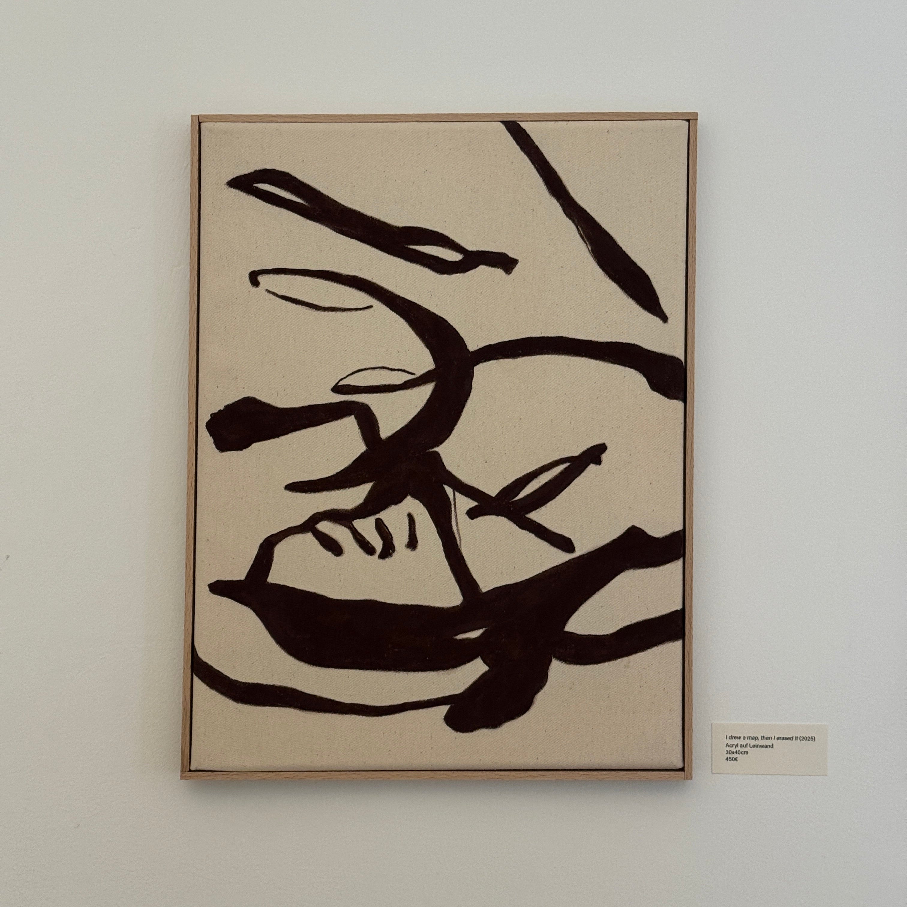 „I drew a map, then I erased it“ (2025) - Acryl auf Baumwolle