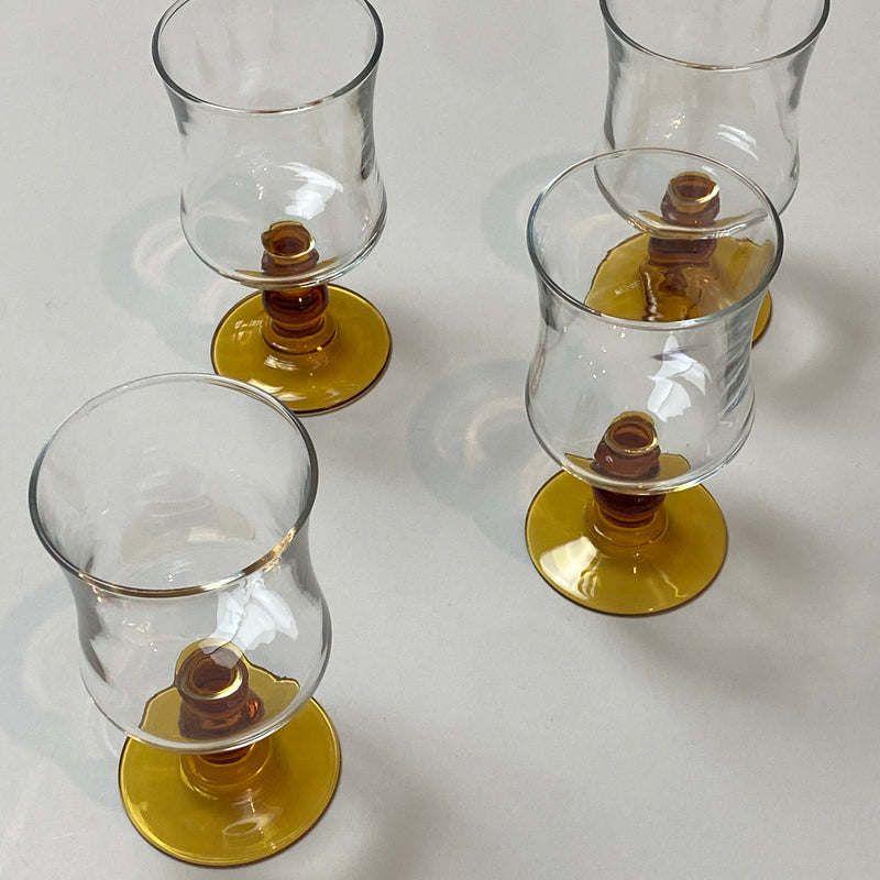 Vintage Weingläser - 4 Stück - Amber