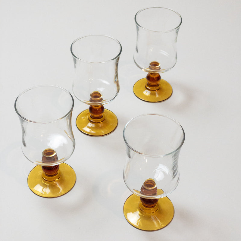 Vintage Weingläser - 4 Stück - Amber