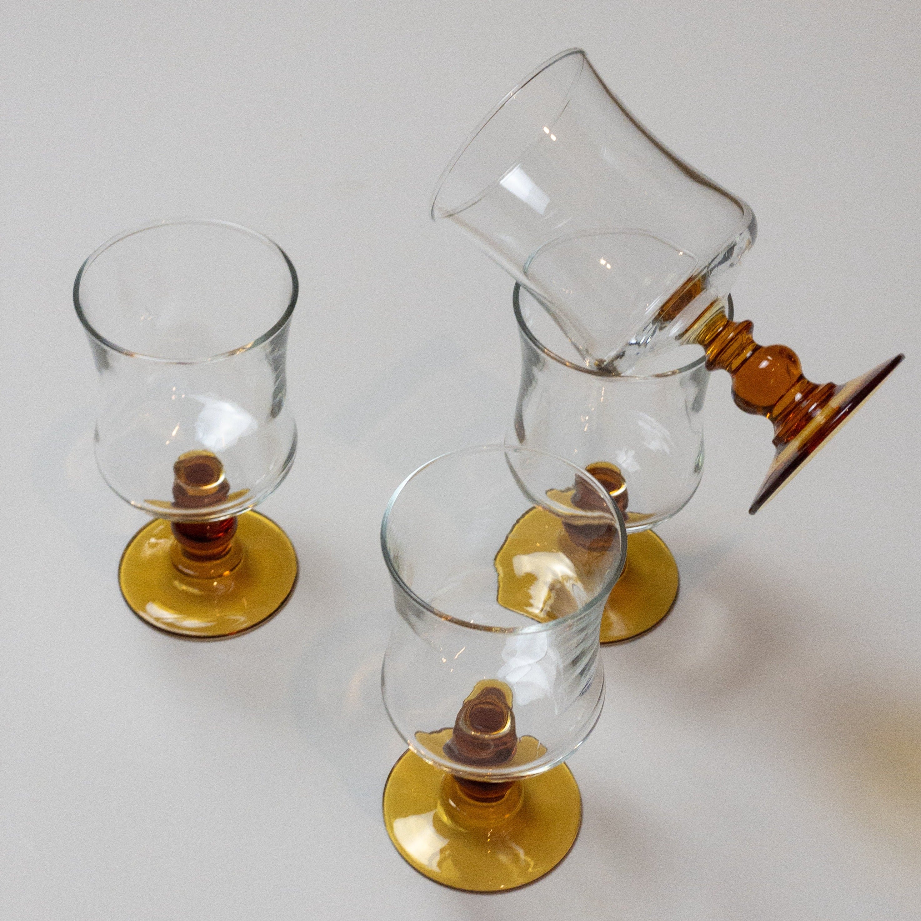 Vintage Weingläser - 4 Stück - Amber