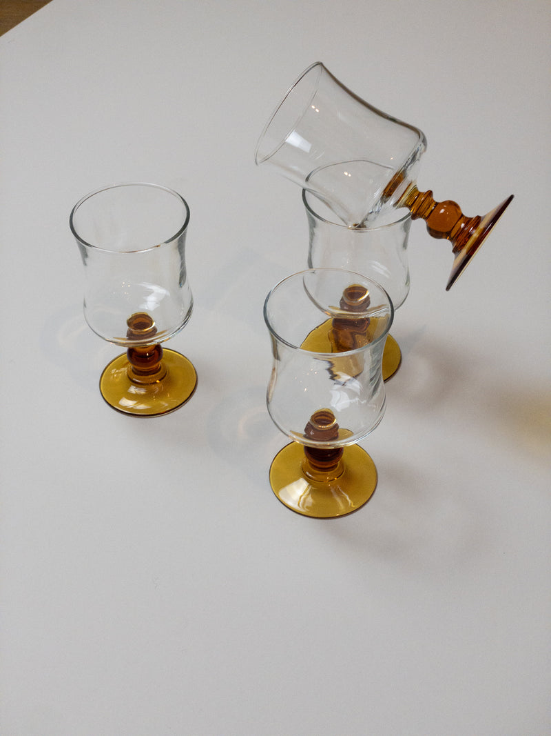 Vintage Weingläser - 4 Stück - Amber