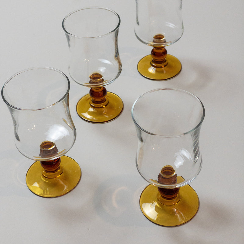 Vintage Weingläser - 4 Stück - Amber