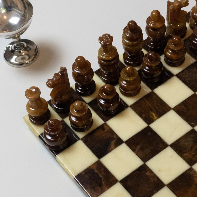 Vintage Schachbrett aus Alabaster