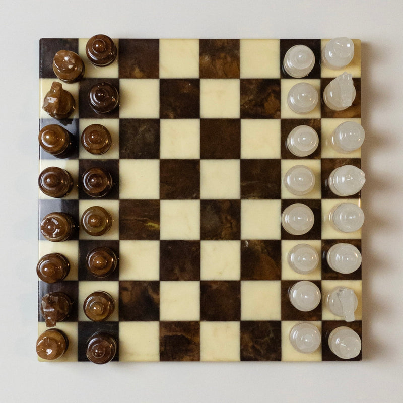 Vintage Schachbrett aus Alabaster