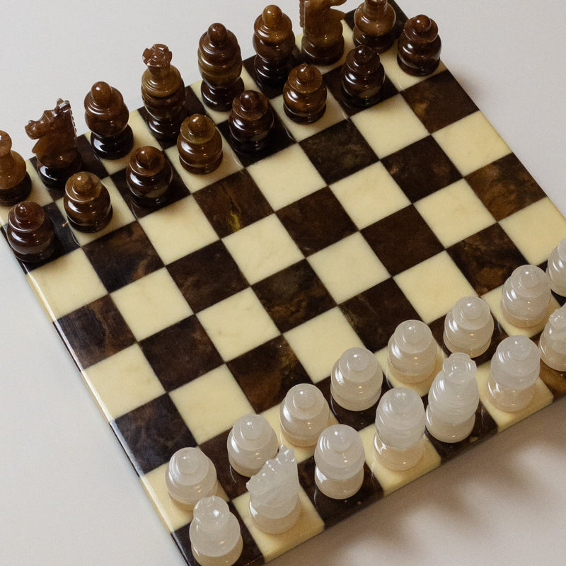 Vintage Schachbrett aus Alabaster