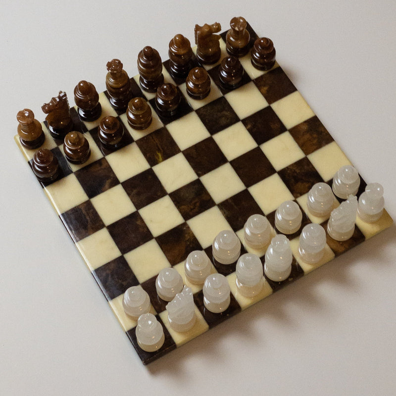 Vintage Schachbrett aus Alabaster