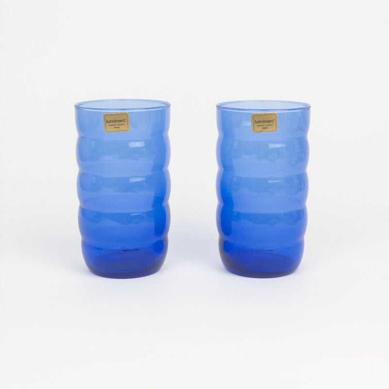 2x Vintage Luminarc Tumblers - Blue - Large