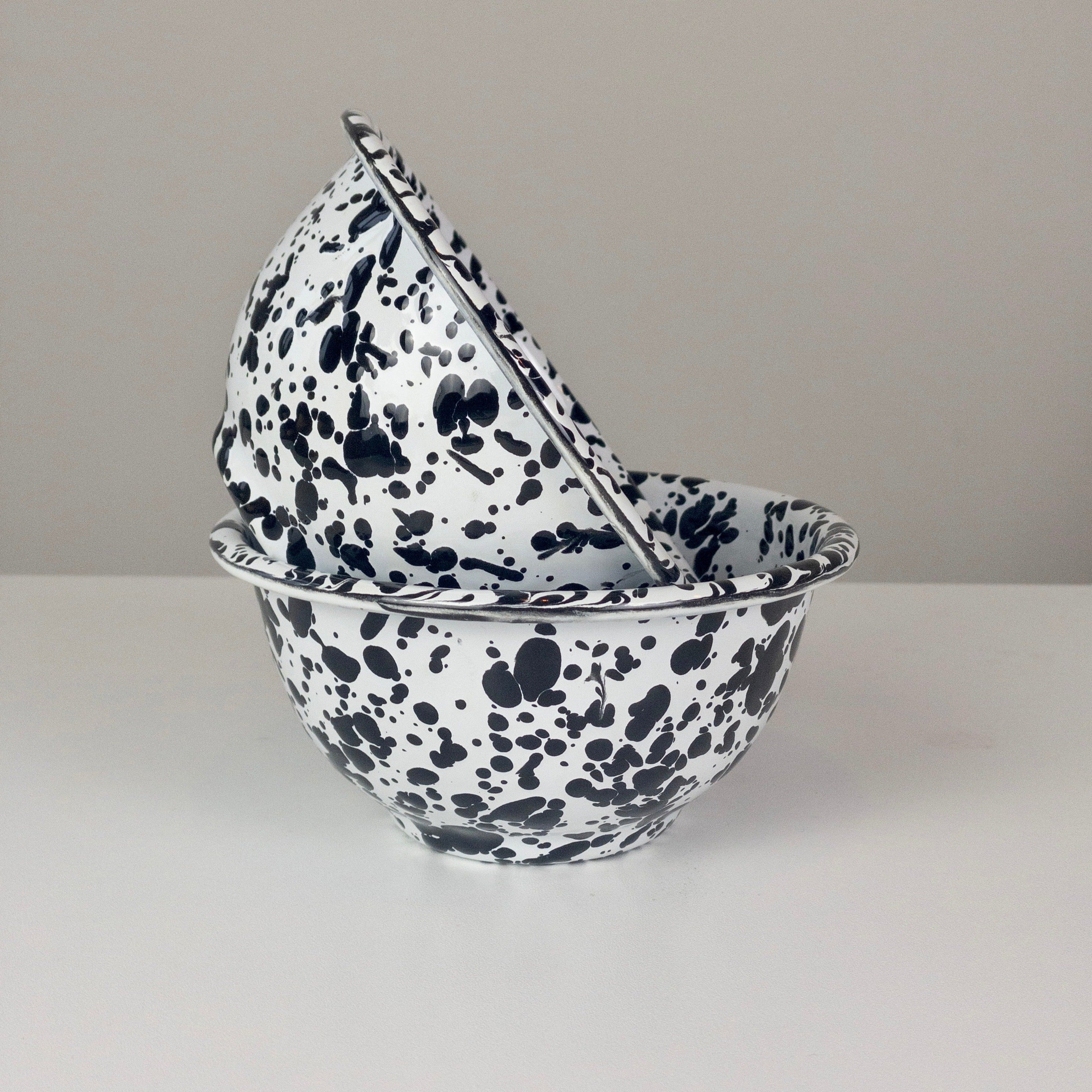Enamel Serving Bowl - Marble Black/White