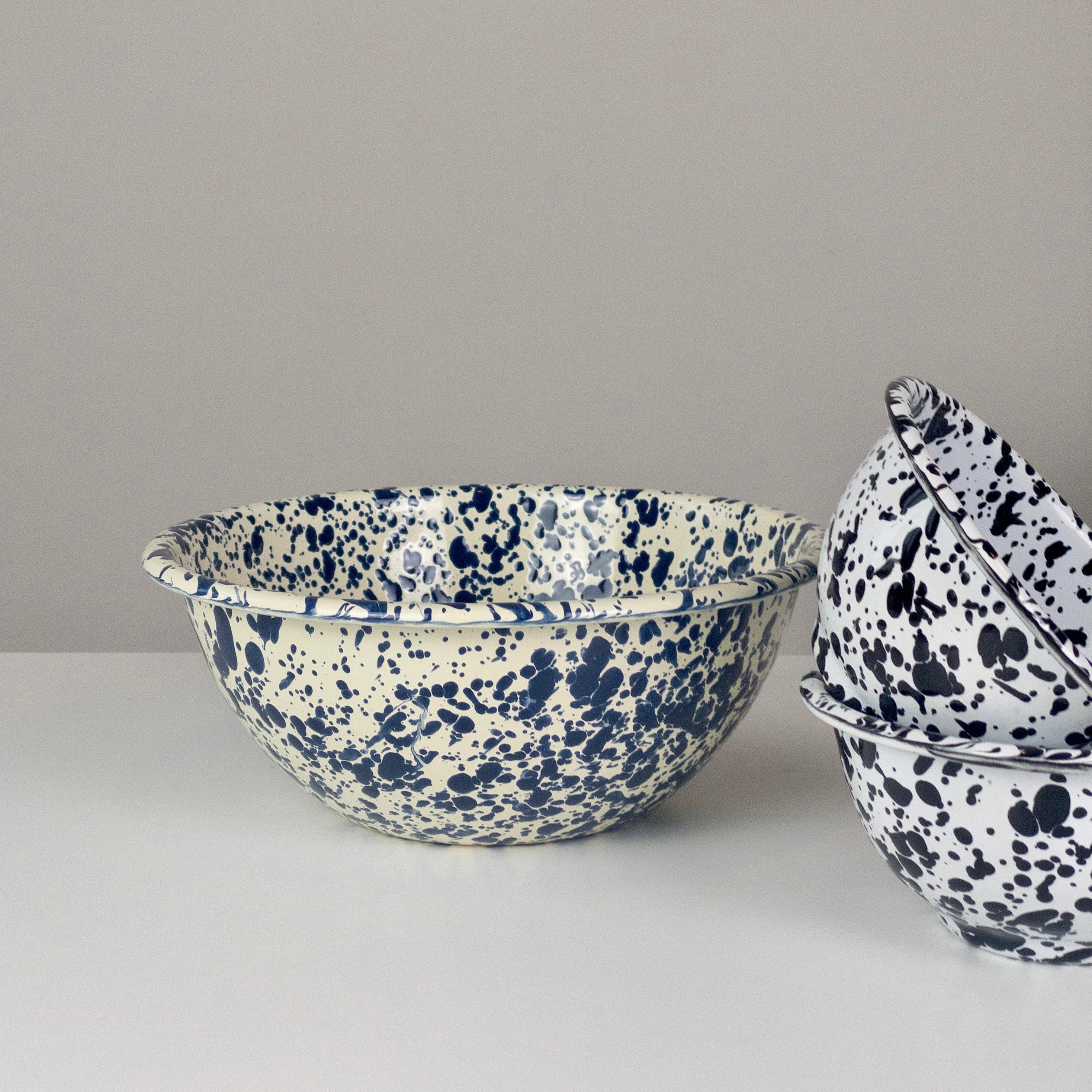 Enamel Serving Bowl - Marble Black/White