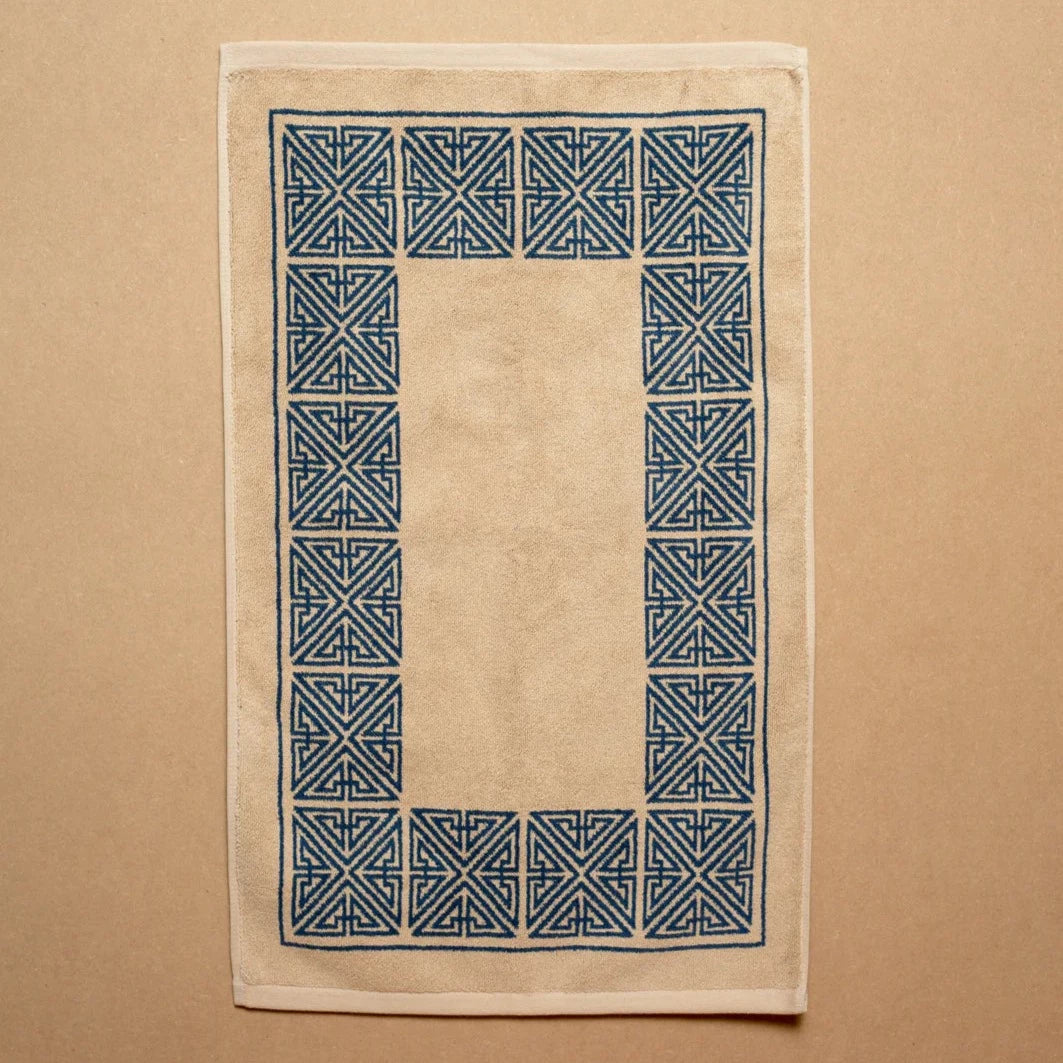 Agnes Bath Mat - Blue/Oat