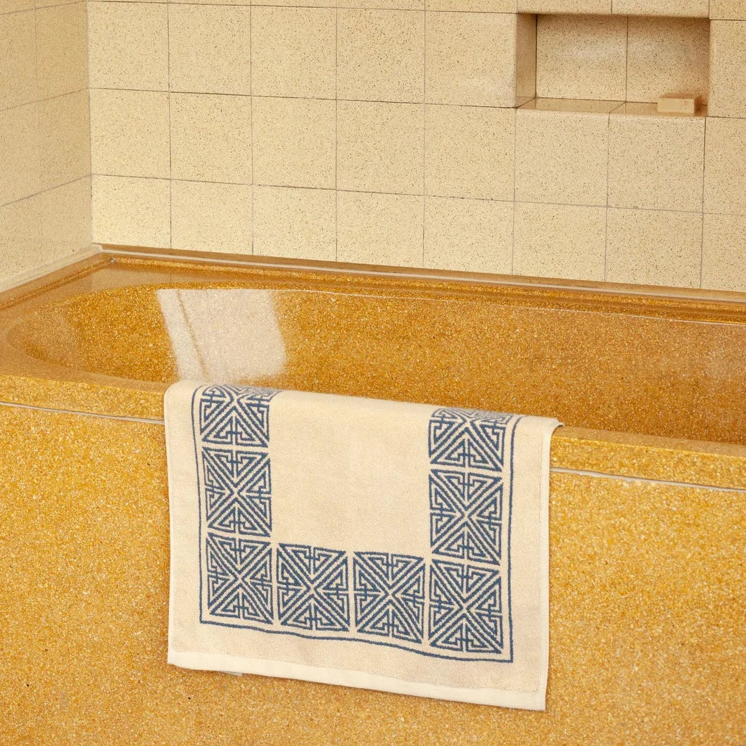 Agnes Bath Mat - Blue/Oat