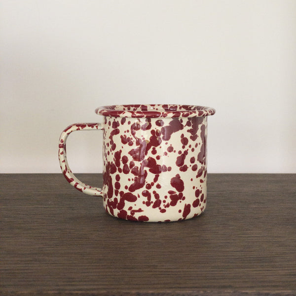 Emaille Tasse - Marmor Burgundy/Creme