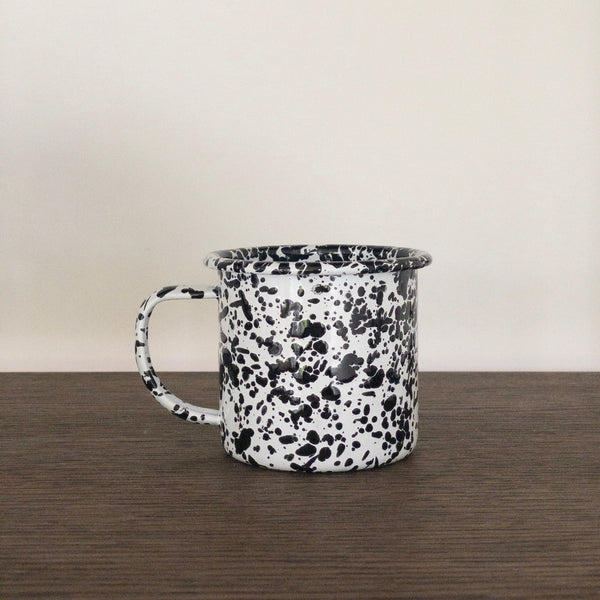 Emaille Tasse - Marmor Schwarz/Weiß