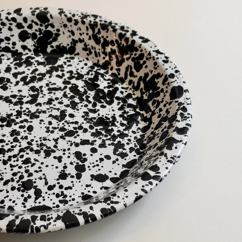 Deep Enamel Plate - Marble Black/White