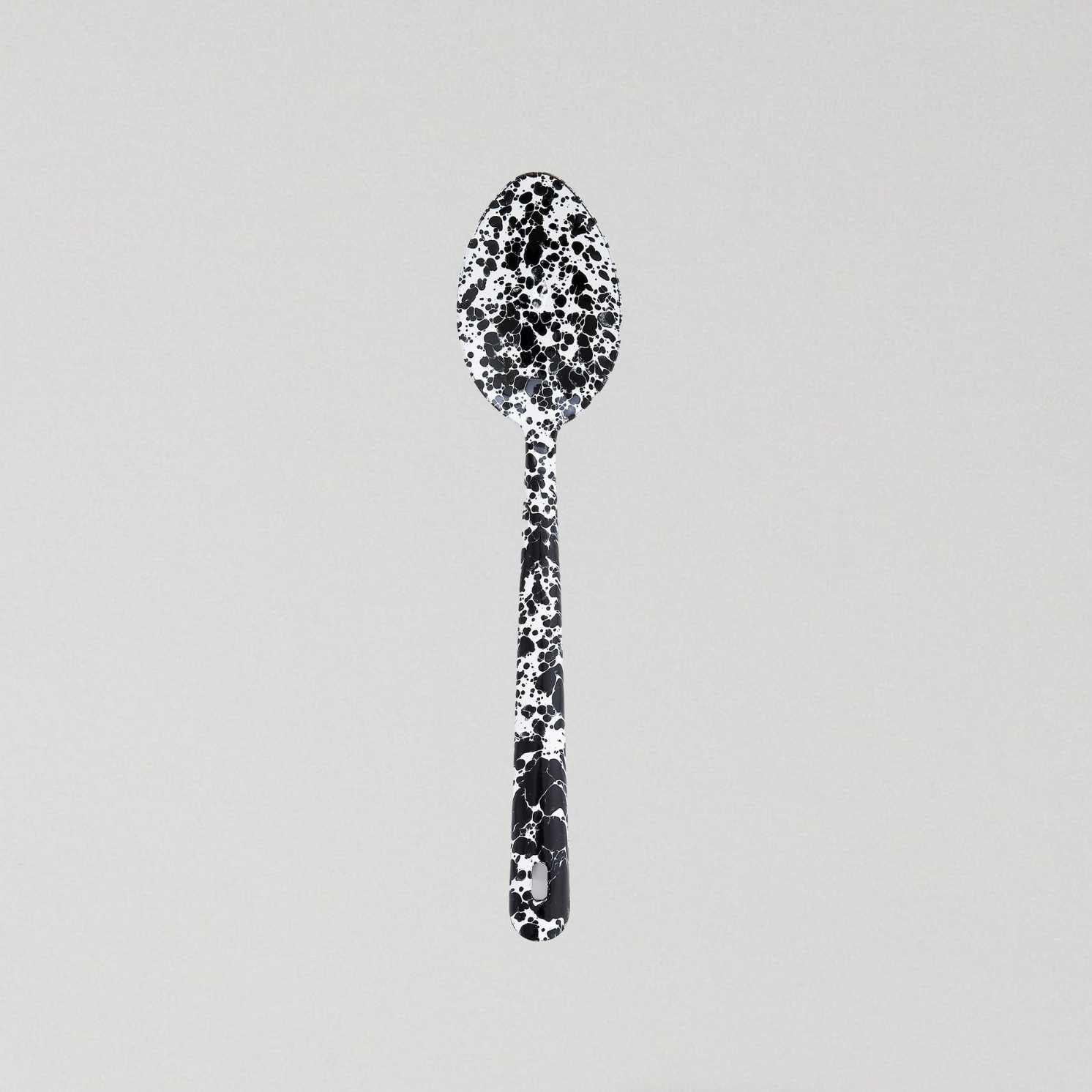 Large Enamel Spoon - Marble Black/White