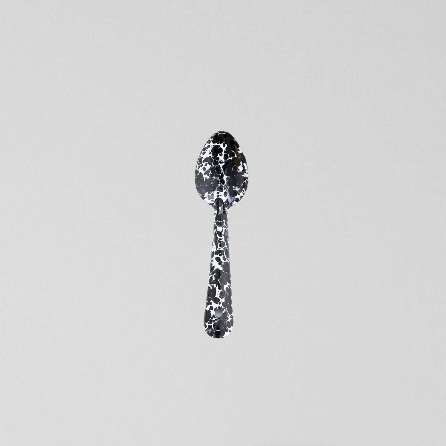 Small Enamel Spoon - Marble Black/White