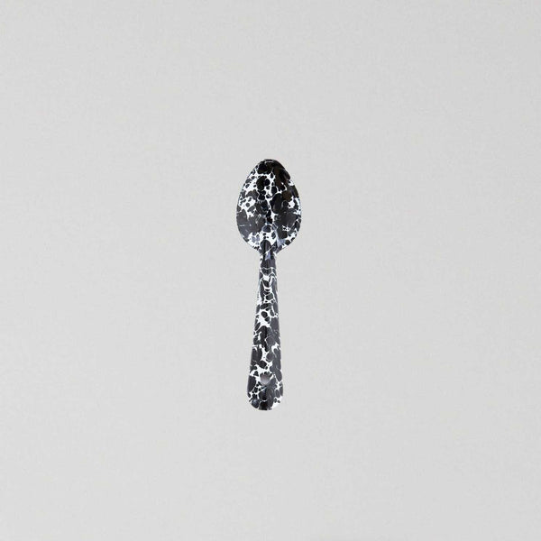 Small Enamel Spoon - Marble Black/White