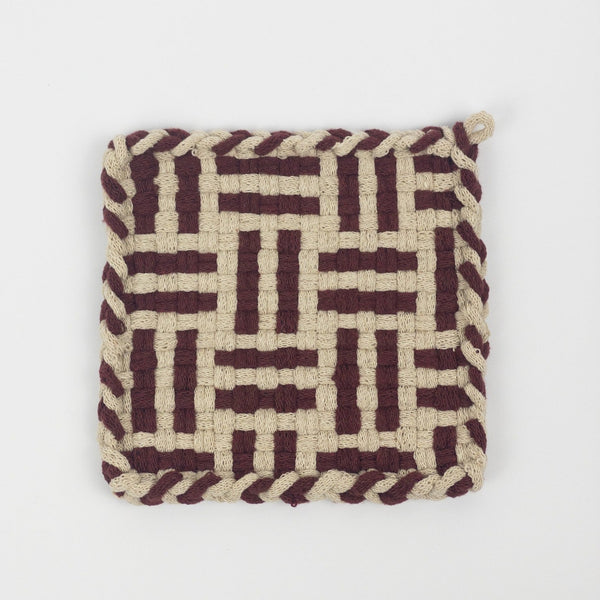 Pot Holders - Beige/Bordeaux - Forest Collection