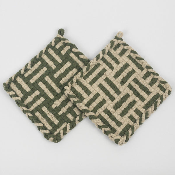 Pot Holder - Beige/Green - Forest Collection