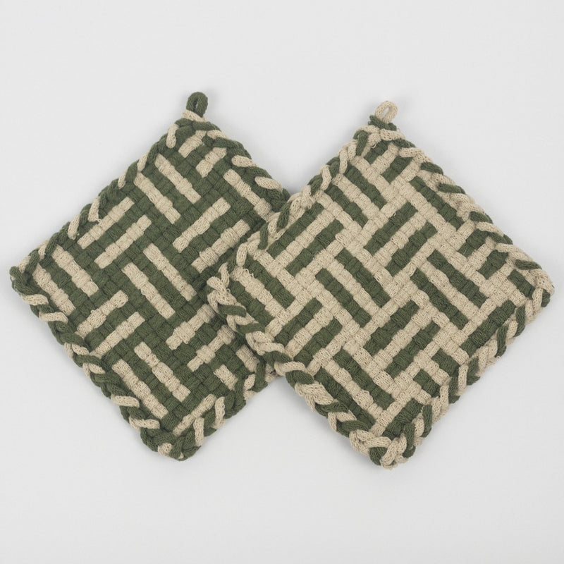 Pot Holder - Beige/Green - Forest Collection