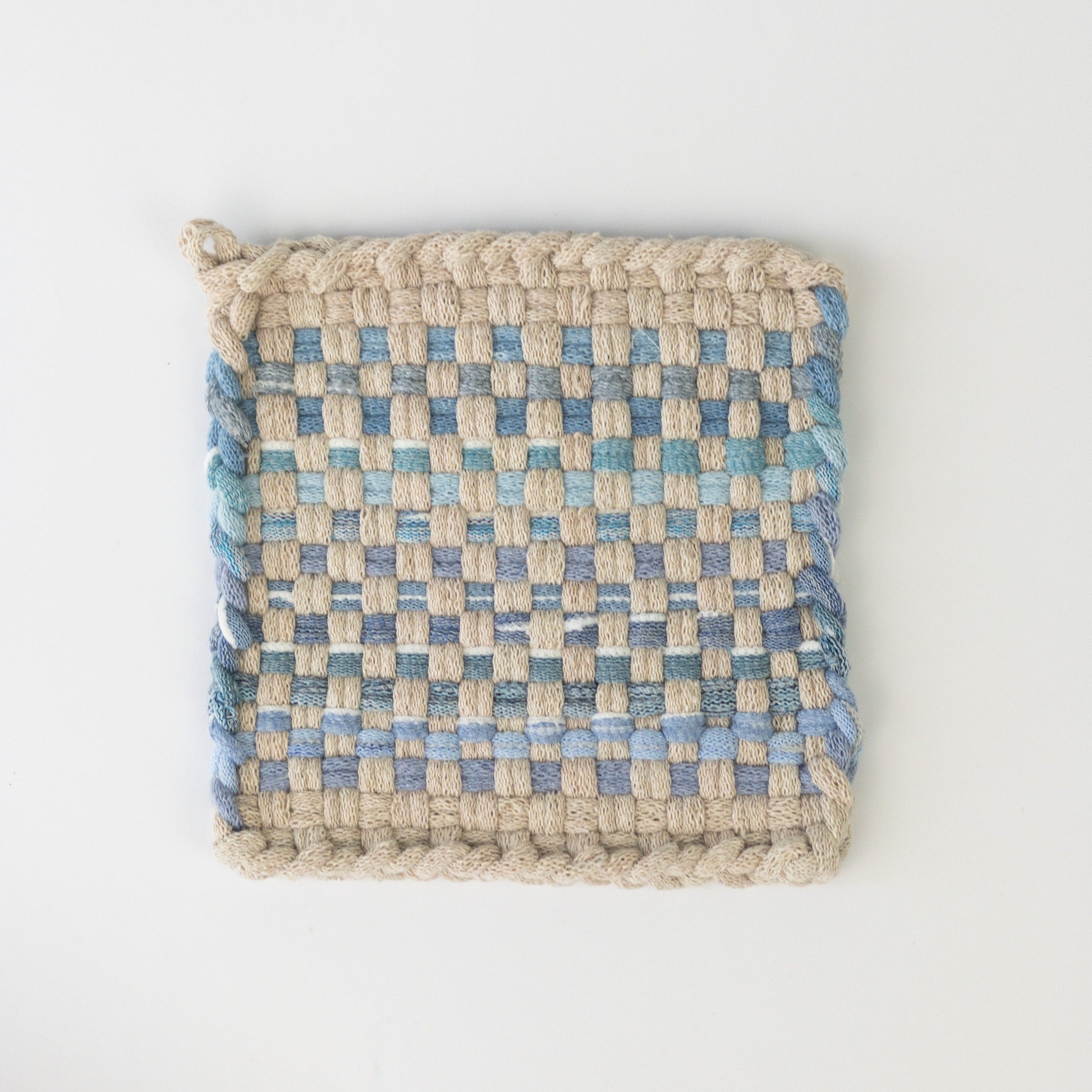 Pot Holder - Beige/Light Blue - One-of-a-kind Collection