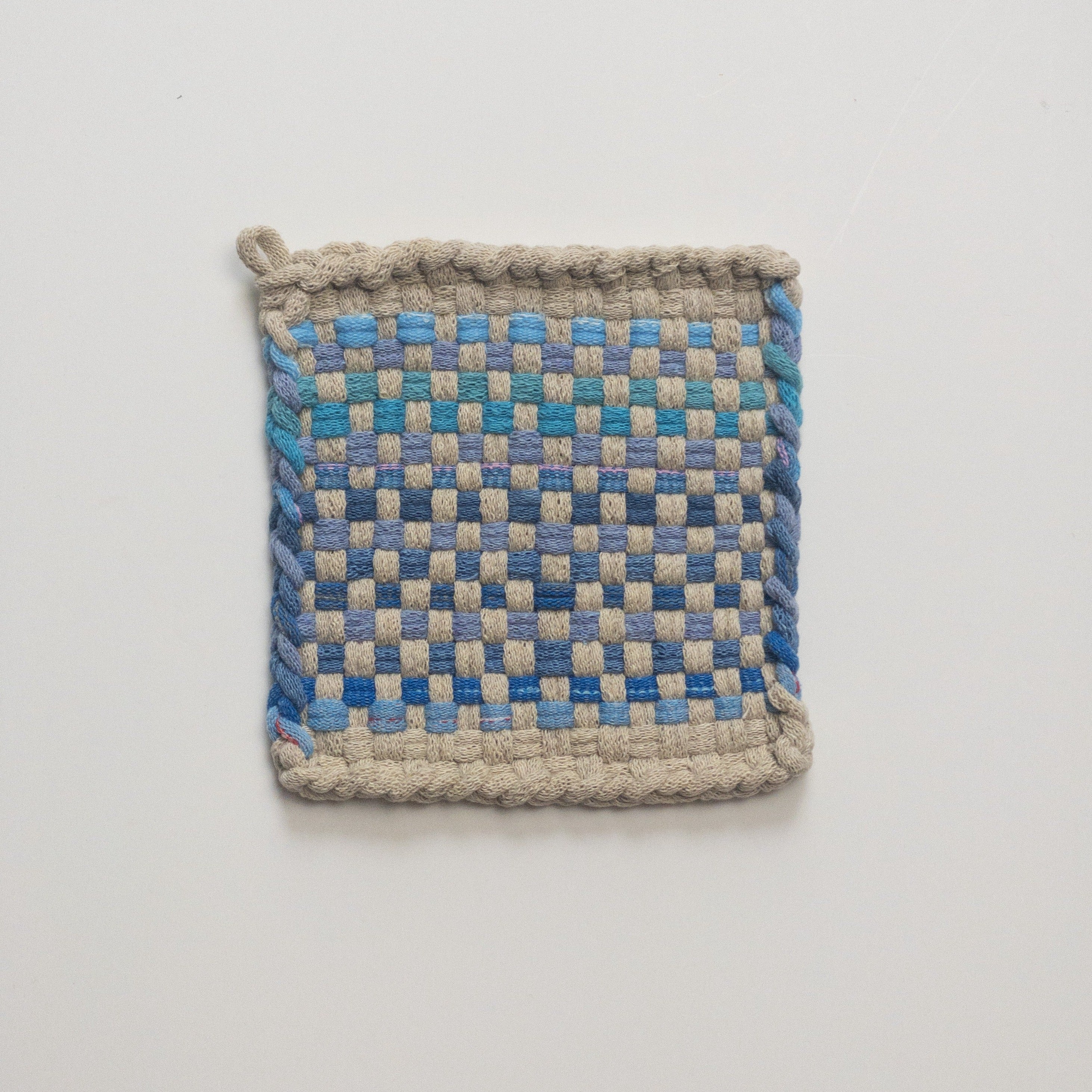 Pot Holder - Beige/Light Blue - One-of-a-kind Collection