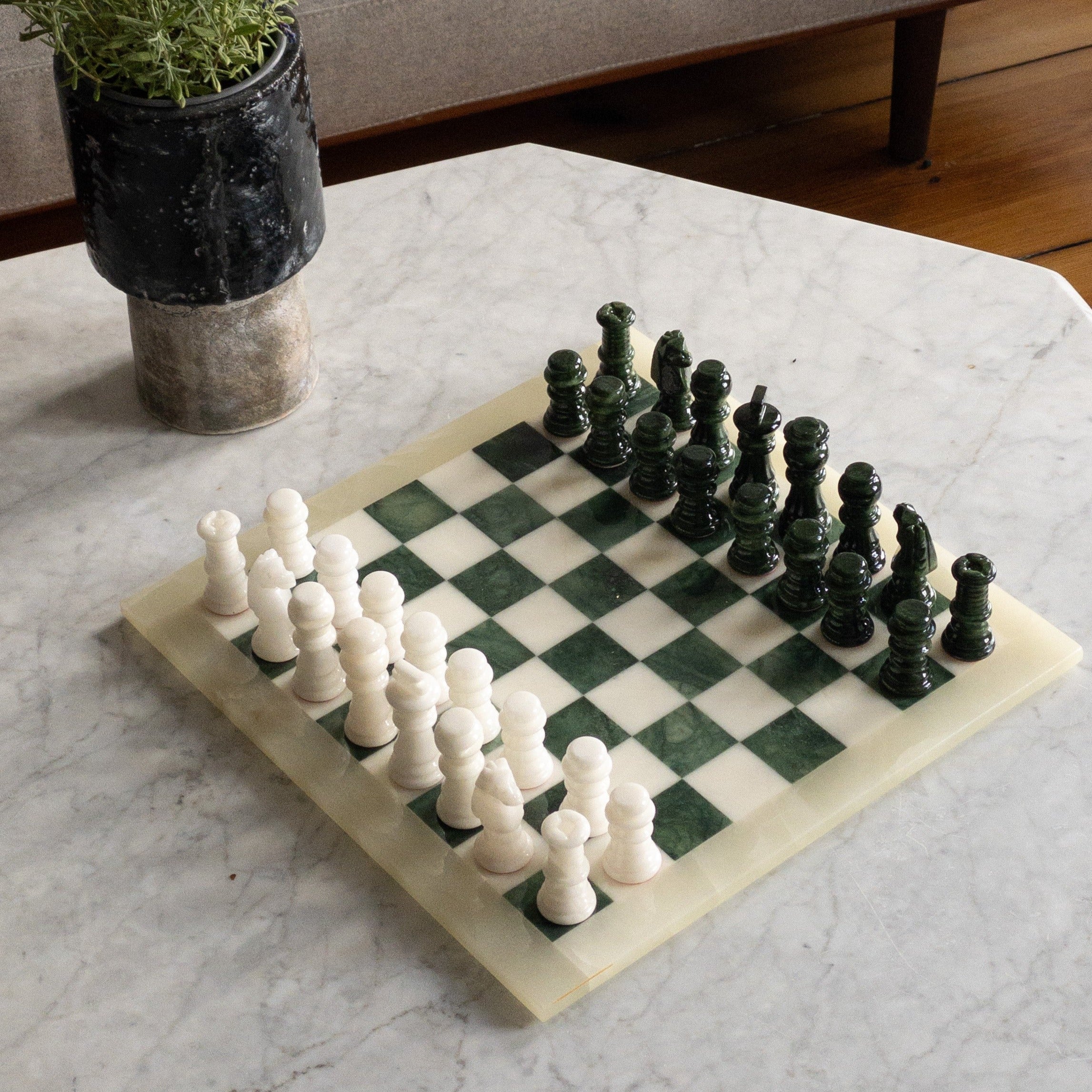 Vintage Schachbrett aus Alabaster