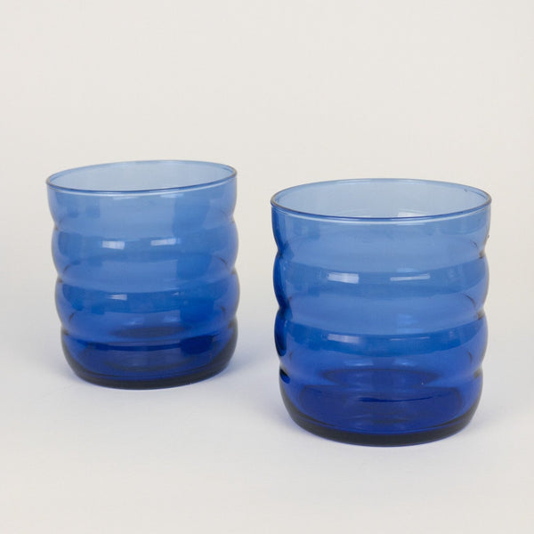 2x Vintage Luminarc Trinkgläser - Blau